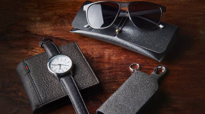 Leather gifts for a man watch wallet glasses case key holder