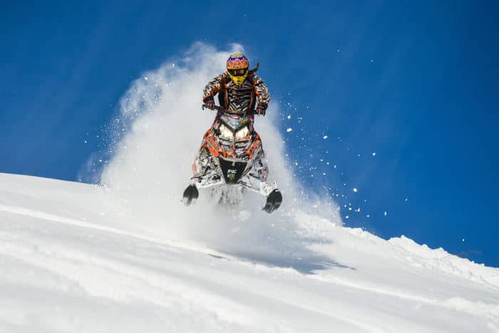 Snowmobiler in the snow