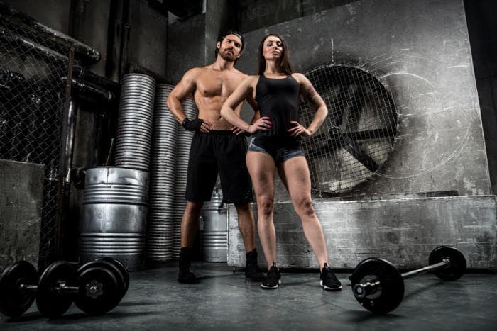 man and woman weightlifters