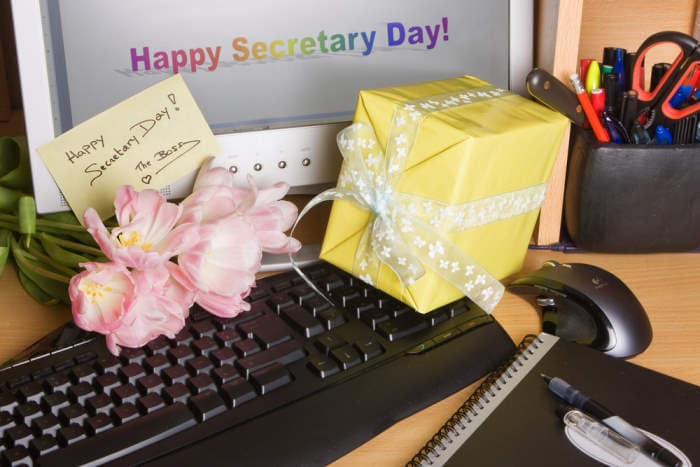 Flowers from the boss on secretary's day