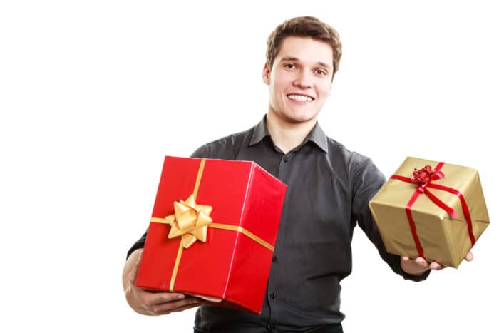 man getting gifts